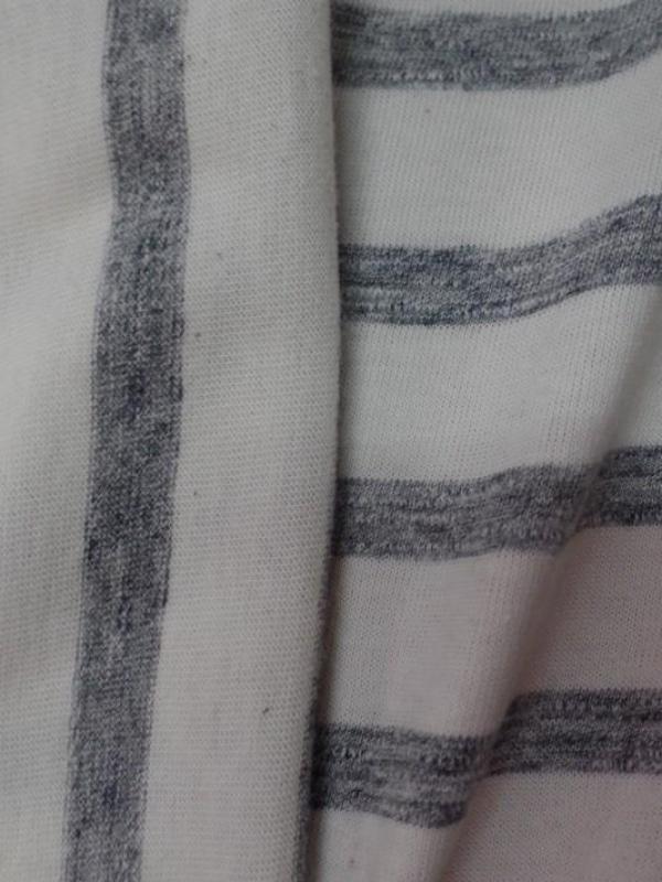 Jersey coton blanc a rayures gris