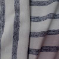 Jersey coton blanc a rayures marine chiné