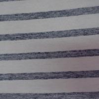tissu Jersey coton blanc a rayures marine chiné