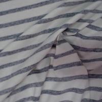 Jersey coton blanc a rayures marine chiné