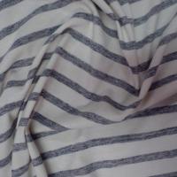 Jersey coton blanc a rayures marine chiné