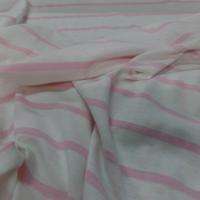 Jersey coton blanc a rayures rose