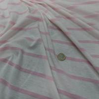 vente de tissu jersey coton 100% blanc a rayures rose
