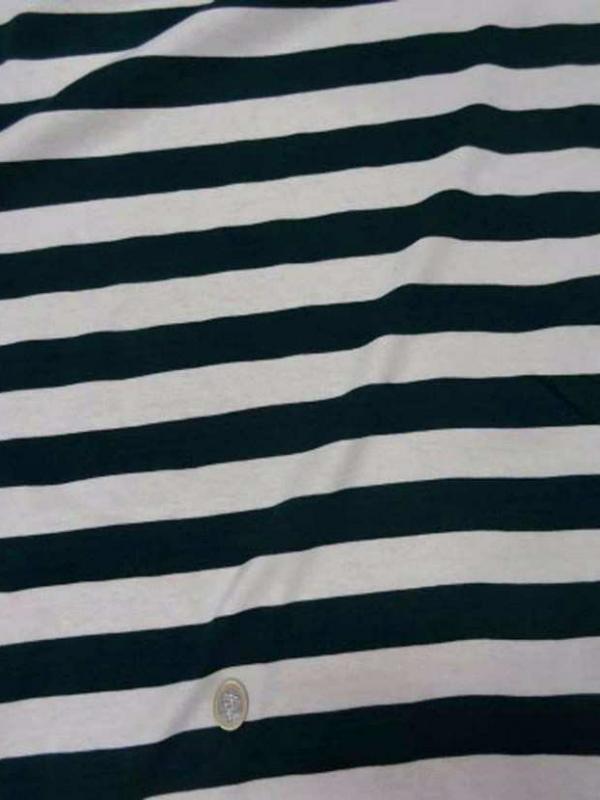 Jersey coton blanc casse raye vert
