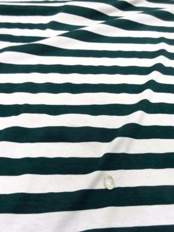 Jersey coton blanc casse raye vert
