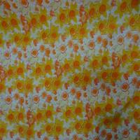 Jersey coton blanc imprime fleurs orange blanc