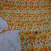 Jersey coton blanc imprime fleurs orange blanc0
