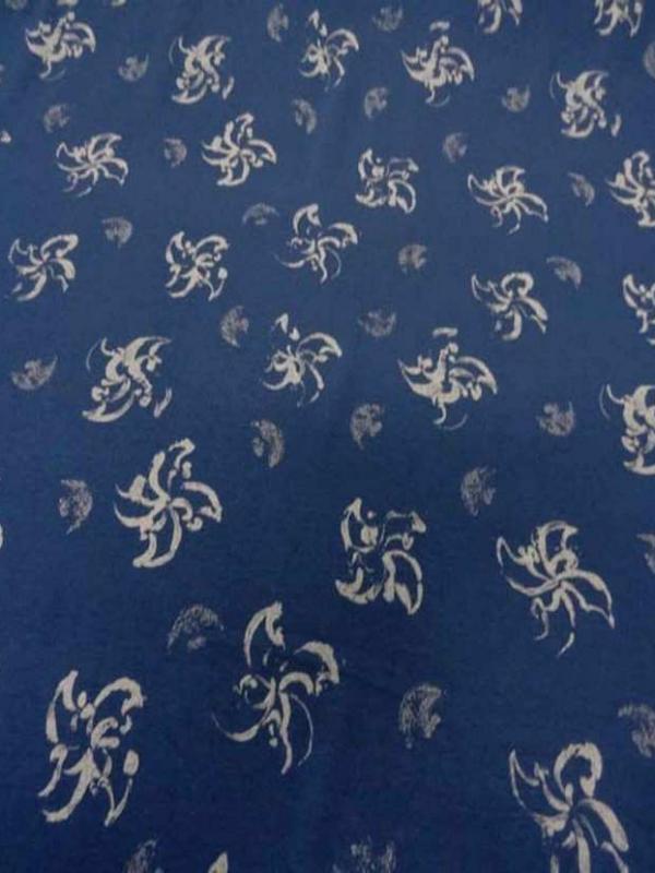 Jersey coton imprime fleurs ton bleu