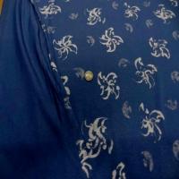 Jersey coton imprime fleurs ton bleu05