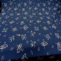 Jersey coton imprime fleurs ton bleu7