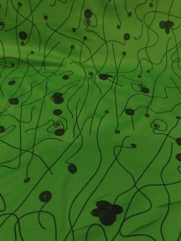Jersey coton lycra dans la largeur vert anis et noir