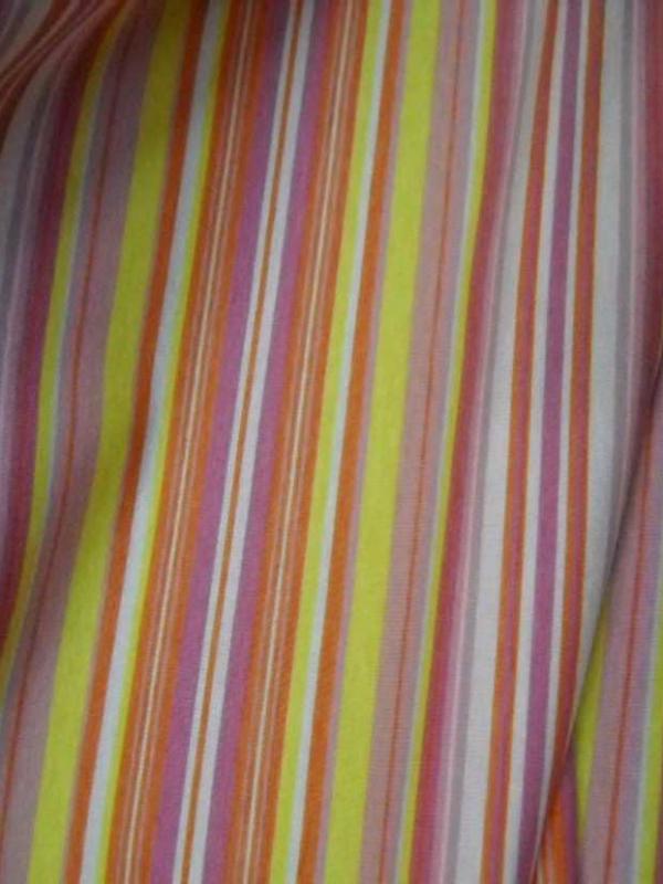 Jersey coton lycra imprime rayures ton jaune orange