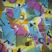Jersey coton lycra imprime rose jaune bleu0