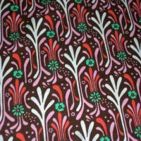 Jersey coton lycra marron imprime fleurs