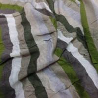 Jersey coton melange fin froisse permanent a rayures ecrue taupe kaki et gris2