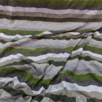 Jersey coton melange fin froissé permanent a rayures écrue taupe kaki et gris