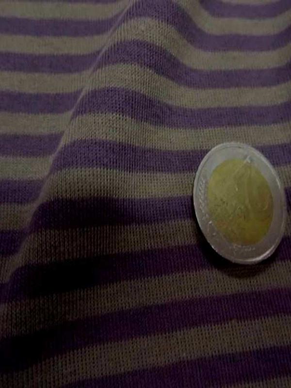 Jersey coton raye violet gris