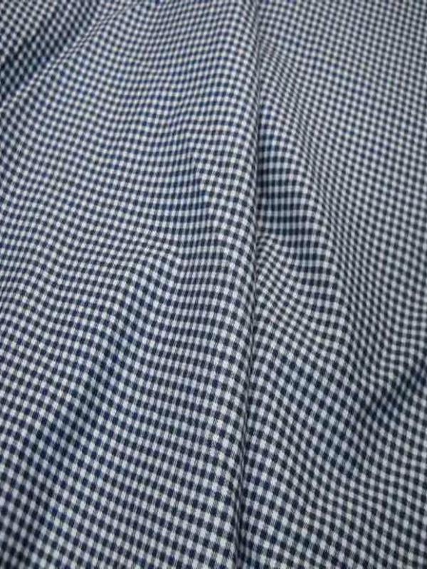Jersey coton ton bleu marine blanc imprime vichy