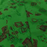 vente de tissu jersey coton vert imprimé motifs bordeaux