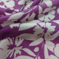tissu Jersey polyester viscose imprimé fleurs ton lavande et blanc