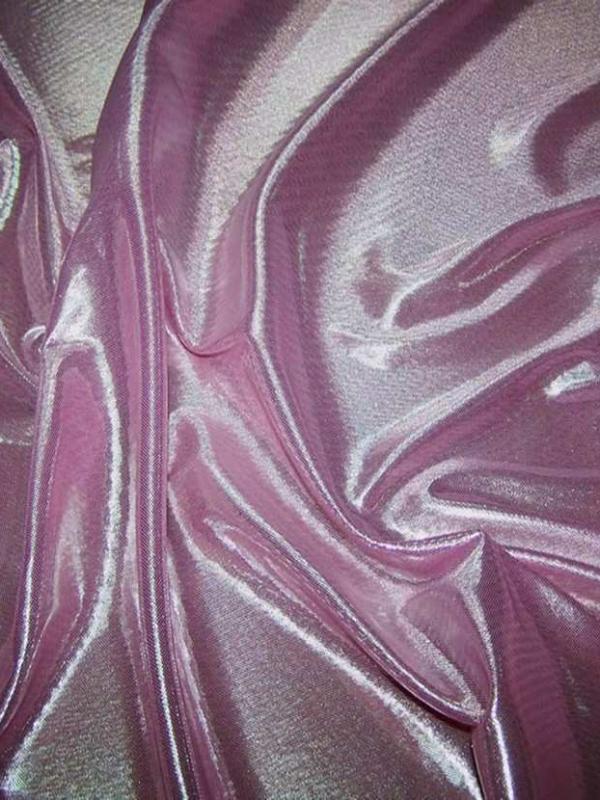 Jersey laser ton rose reflets blanc metal