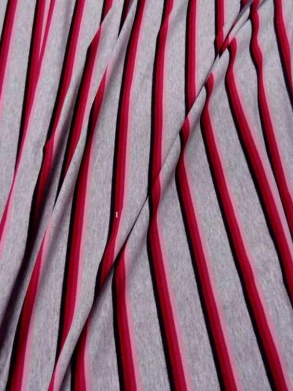 Jersey lycra gris chine a rayures