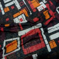 Jersey melange imprime ton marron orange blanc