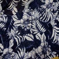 Jersey melange ton bleu bleu imprime fleurs