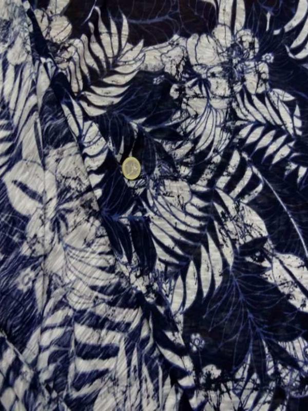 Jersey melange ton bleu bleu imprime fleurs
