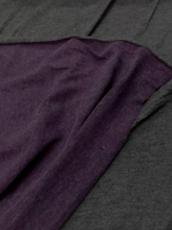 Jersey viscose lycra double face gris et violet chine