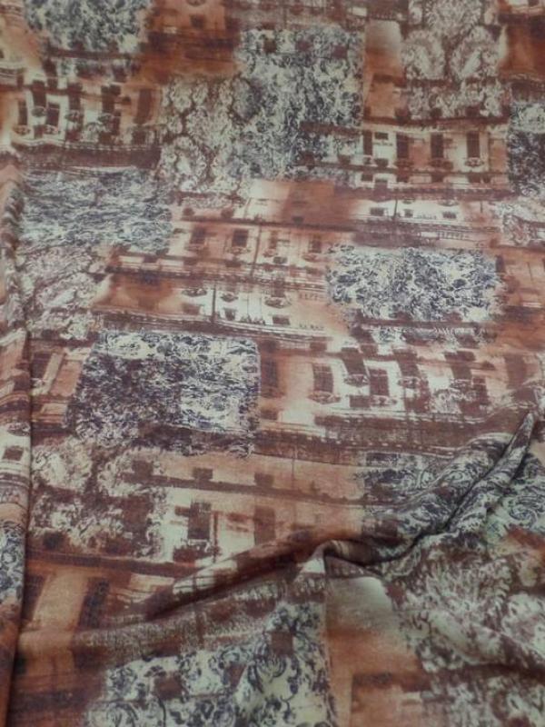 tissu jersey viscose lycra imprimé ton, beige, marron en ligne