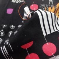tissu Jersey viscose lycra noir imprimé