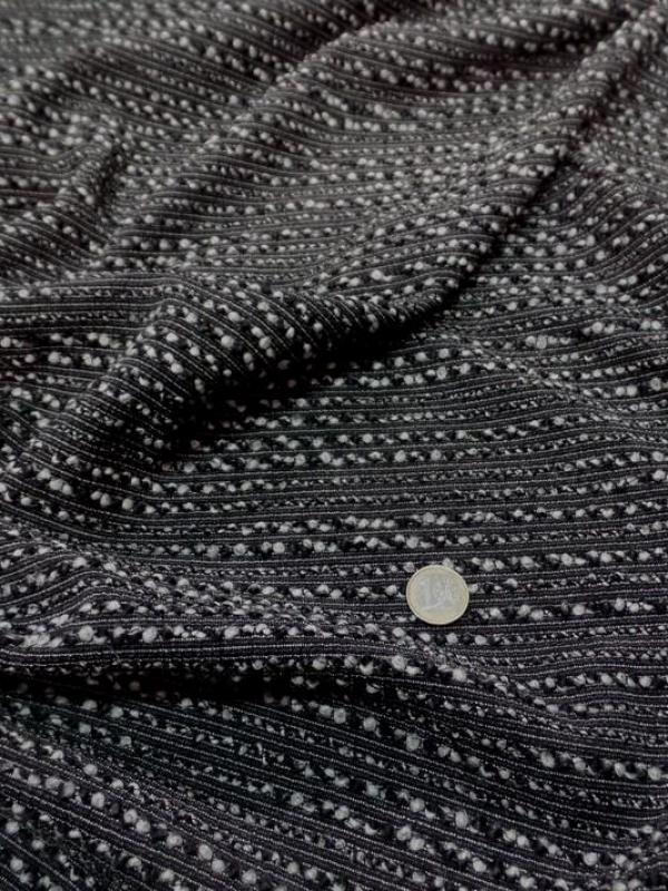 Lainage léger extensible petite bouclette chine noir blanc