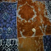 Lainage leger facon patchwork caramel et bleu9
