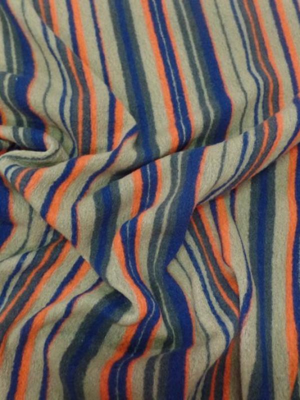 Laine bouillie beige a rayure ton bleu marron et orange
