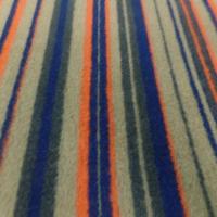 tissu Laine bouillie beige a rayure ton bleu marron et orange