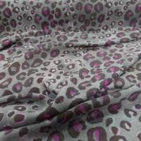 Laine legere ton gris taupe marbre imprime marron et magenta leopa8