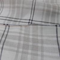 tissu Lin 100 blanc imprimé carreaux beige et noir en 1 55 m de l
