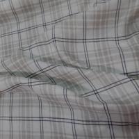 vente de tissu Lin 100 %  blanc imprimé carreaux beige et noir