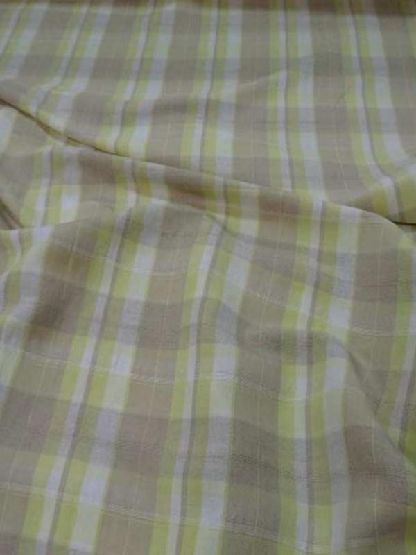 Lin a rayures beige blanc casse et jaune safran
