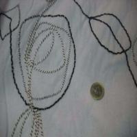 Lin blanc faconne motifs fleurs2