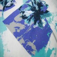 tissu lin blanc imprime ton bleu