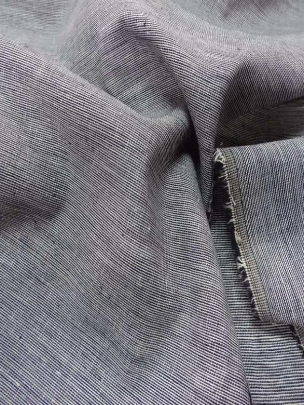 Lin chambray noir blanc