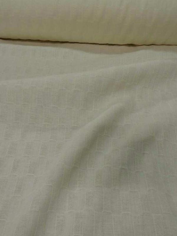 Lin coton faconne rectangle brode couleur beurre