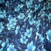 Lin coton imprime fleurs ton bleu8