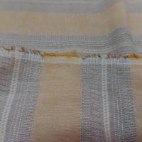 Lin coton ton safran naturel a rayures brodées pas cher