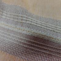 Lin coton ton safran naturel a rayures brodées