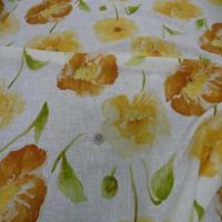 Lin fin blanc imprime fleurs safran jaune9