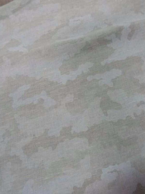Lin imprime camouflage blanc casse beige