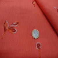 Lin orange brode motifs fleurs7